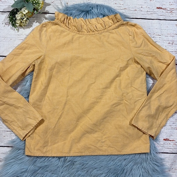 COS Orange Ruffle Neck Poplin Cotton Long Sleeve Top - Picture 7 of 8